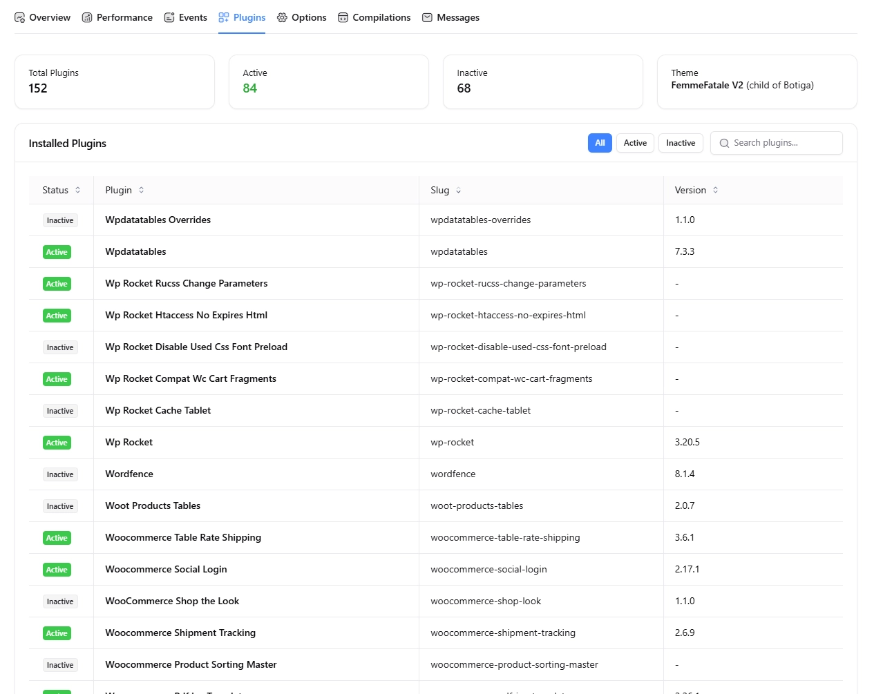 Plugins — Inventory & Status